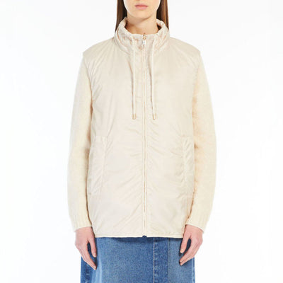 WEEKEND MAX MARA Yoro Reversible Water Repellent Canvas Gilet in Ecru