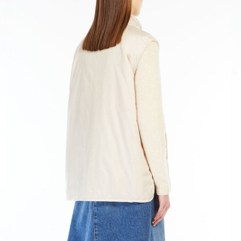 WEEKEND MAX MARA Yoro Reversible Water Repellent Canvas Gilet in Ecru