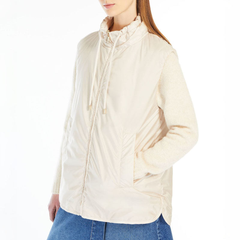 WEEKEND MAX MARA Yoro Reversible Water Repellent Canvas Gilet in Ecru