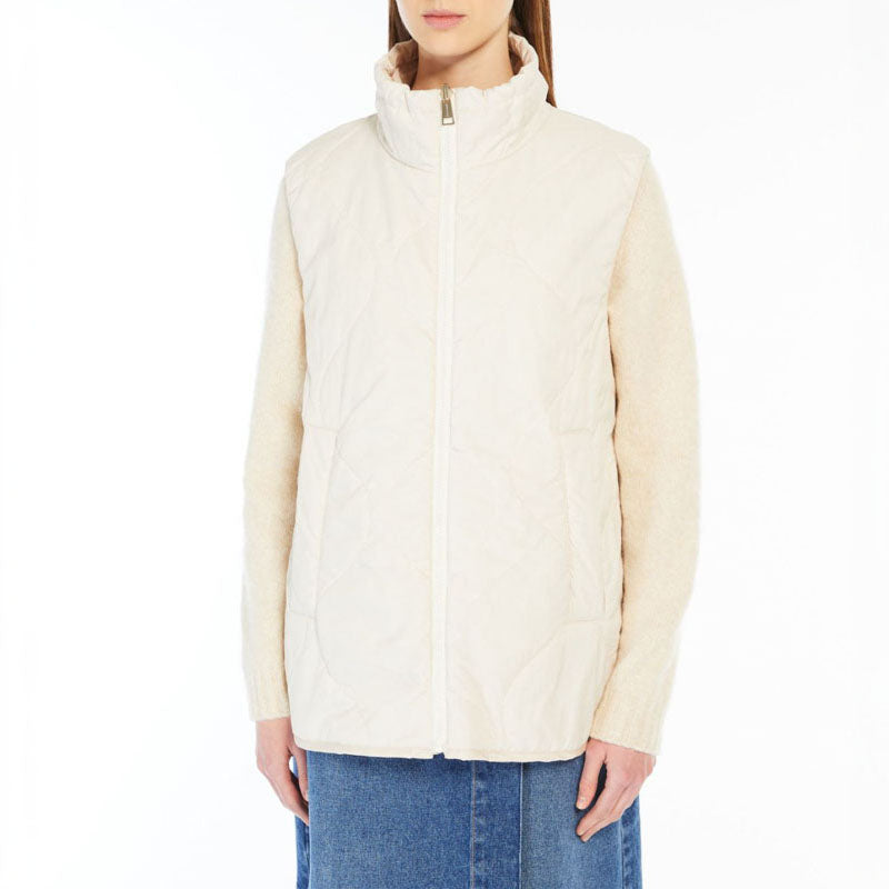 WEEKEND MAX MARA Yoro Reversible Water Repellent Canvas Gilet in Ecru