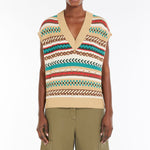 WEEKEND MAX MARA Vicino Knitted Waistcoat in Biscuit