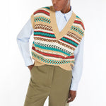 WEEKEND MAX MARA Vicino Knitted Waistcoat in Biscuit