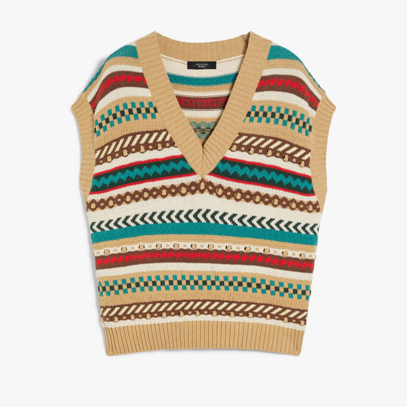 WEEKEND MAX MARA Vicino Knitted Waistcoat in Biscuit
