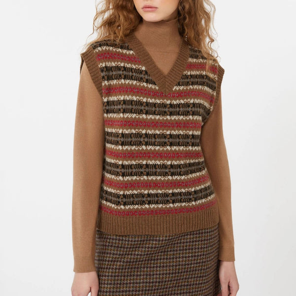 WEEKEND MAX MARA Fleres Knitted Waistcoat in Camel