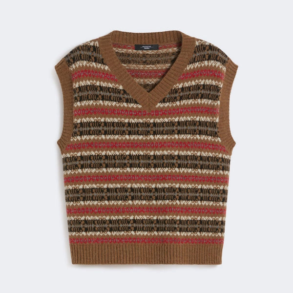 WEEKEND MAX MARA Fleres Knitted Waistcoat in Camel