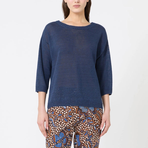 WEEKEND MAX MARA WKDCannone Linen Top in Navy