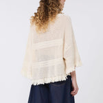 WEEKEND MAX MARA WKDPalato Oversize Fringe Cotton Knit in Ecru