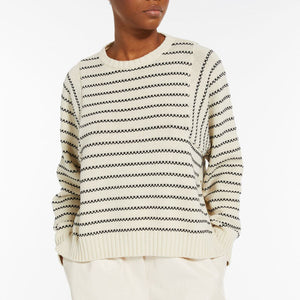 Natura Oversized Stripe Cotton Sweater in Black