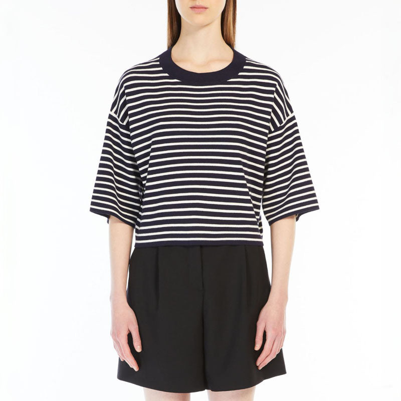 WEEKEND MAX MARA Amato Oversized Stretch Viscose Sweater in Navy