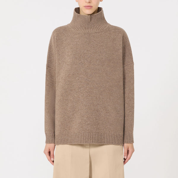 WEEKEND MAX MARA WKDBorgia High Neck Wool Jumper in Hazelnut Brown