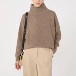 WEEKEND MAX MARA WKDBorgia High Neck Wool Jumper in Hazelnut Brown