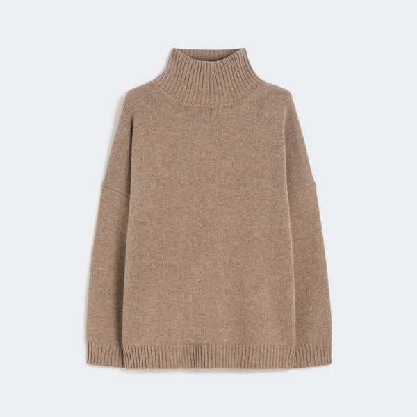 WEEKEND MAX MARA WKDBorgia High Neck Wool Jumper in Hazelnut Brown