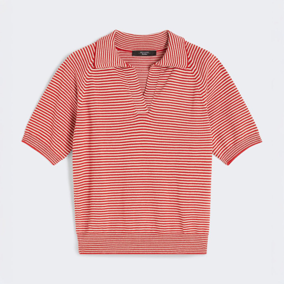 WEEKEND MAX MARA Junior Cotton Yarn Polo Shirt in Red Stripe