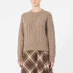 WEEKEND MAX MARA WKDAlben Cable Knit Wool Jumper in Hazelnut Brown