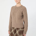 WEEKEND MAX MARA WKDAlben Cable Knit Wool Jumper in Hazelnut Brown