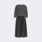 WEEKEND MAX MARA WKDCalco Pleated Midi Dress with Cable Knit Jumper in Dark Grey