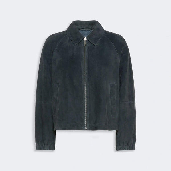 WEEKEND MAX MARA WKDZuppa Suede Adjustable Hem Drawstring Jacket in Navy