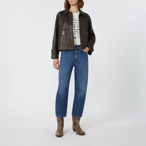WEEKEND MAX MARA Berbice Nappa Leather Shacket in Dark Brown