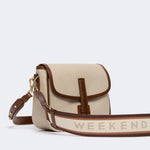 WEEKEND MAX MARA WKAgap Cotton Canvas Crossbody Bag in Brown