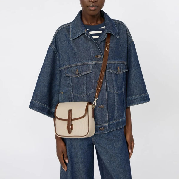 WEEKEND MAX MARA WKAgap Cotton Canvas Crossbody Bag in Brown