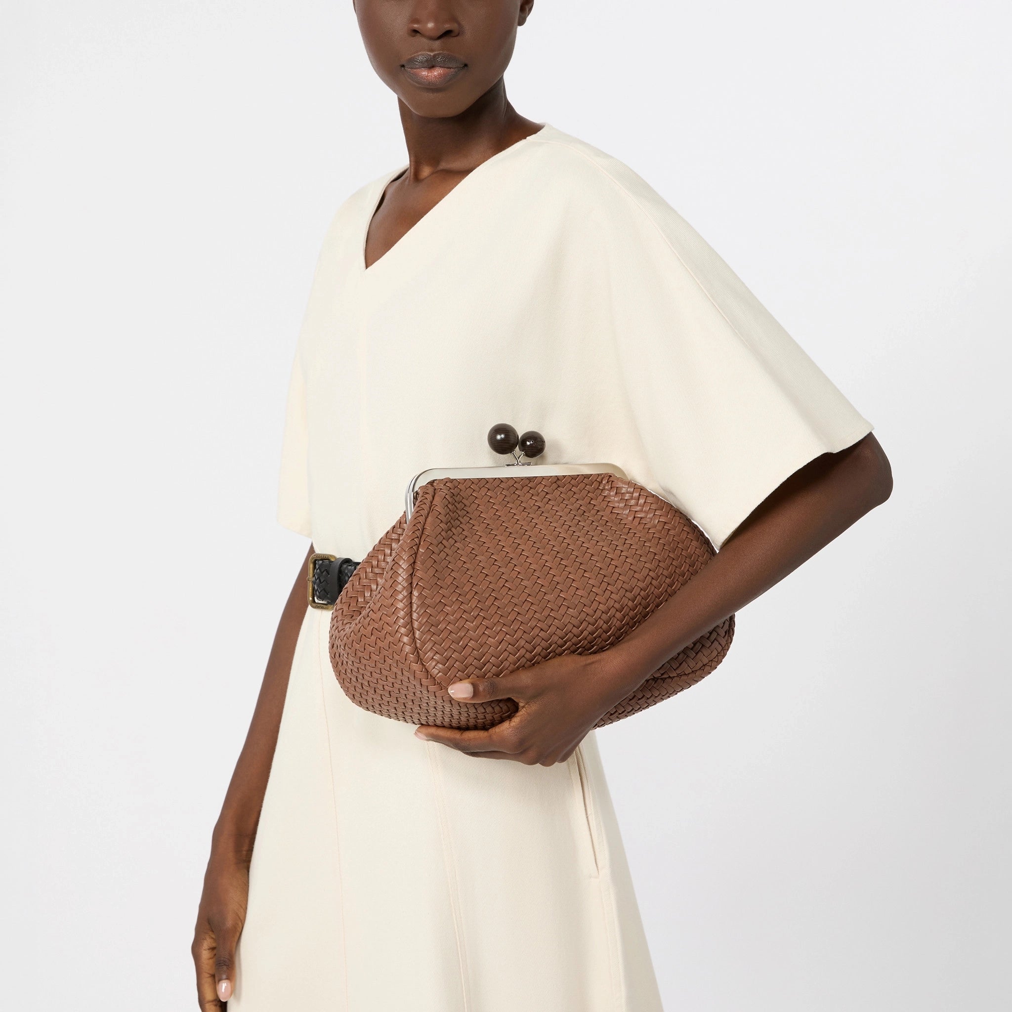WEEKEND MAX MARA WKAere Woven Leather Bag in Tobacco