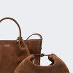 WEEKEND MAX MARA WKARio Calfskin Suede Tote Bag in Chocolate