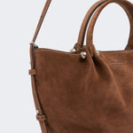 WEEKEND MAX MARA WKARio Calfskin Suede Tote Bag in Chocolate