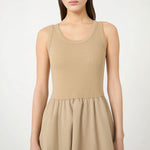 WEEKEND MAX MARA WKDDestino Technical Fabric and Cotton Dress in Hazelnut Brown
