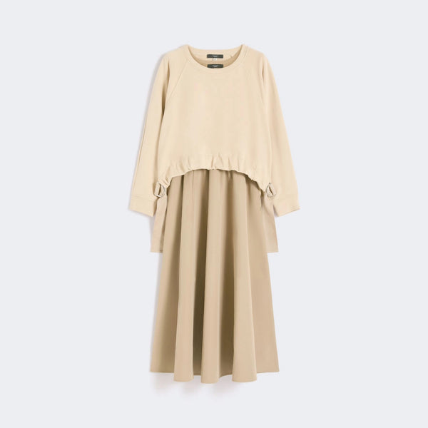 WEEKEND MAX MARA WKDDestino Technical Fabric and Cotton Dress in Hazelnut Brown