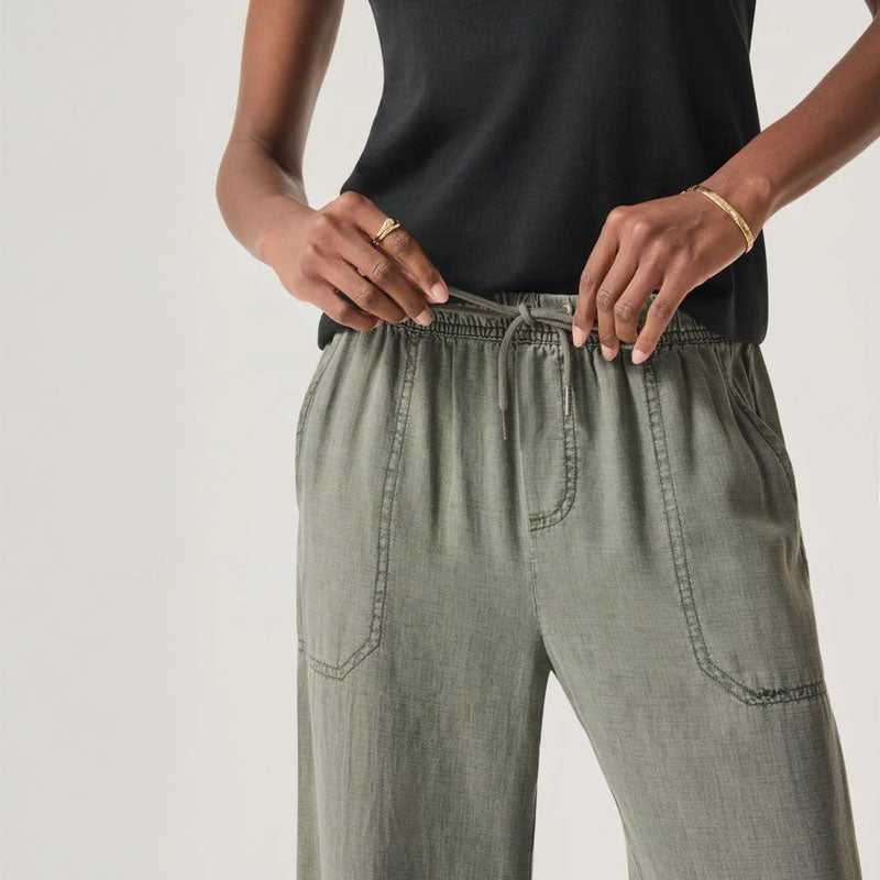 SPLENDID Angie Crop Wide Leg Trousers in Soft Vintage Olive Branch