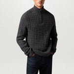BELSTAFF Westport Quarter Zip Jumper in Charcoal Melange