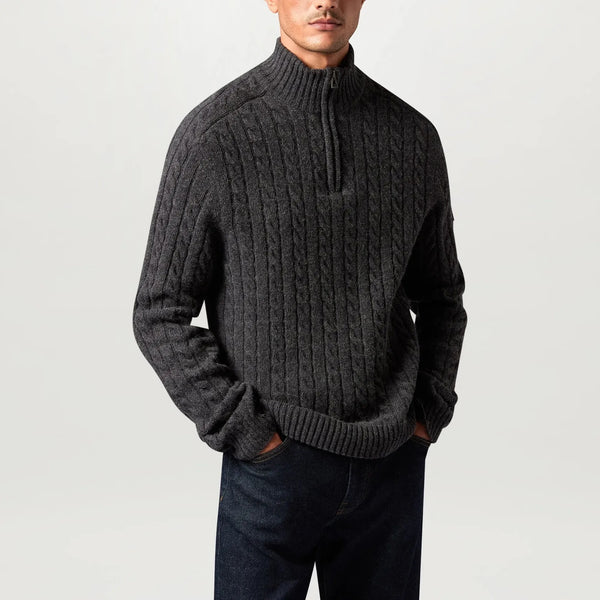 BELSTAFF Westport Quarter Zip Jumper in Charcoal Melange