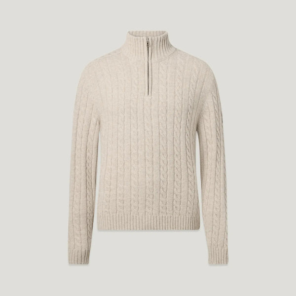 BELSTAFF Westport Quarter Zip Jumper in Pale Stone