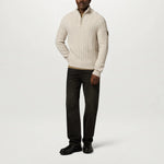 BELSTAFF Westport Quarter Zip Jumper in Pale Stone