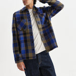 WAX LONDON Whiting Overshirt in Blue/Khaki