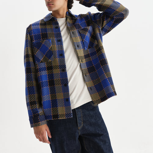 WAX LONDON Whiting Overshirt in Blue/Khaki