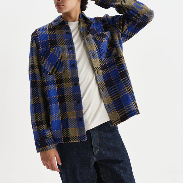 WAX LONDON Whiting Overshirt in Blue/Khaki