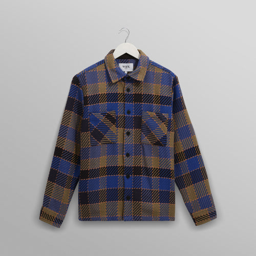 WAX LONDON Whiting Overshirt in Blue/Khaki