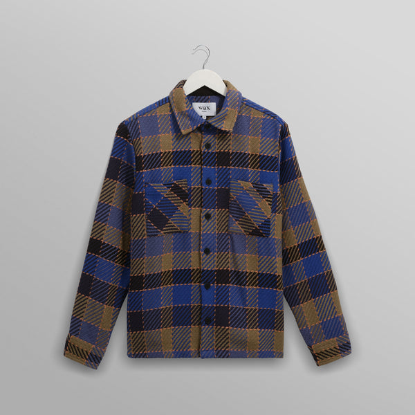 WAX LONDON Whiting Overshirt in Blue/Khaki