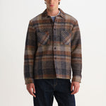 WAX LONDON Whiting Ari Wool Blend Check Overshirt in Oatmeal/Multi
