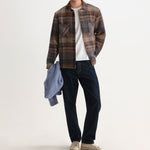 WAX LONDON Whiting Ari Wool Blend Check Overshirt in Oatmeal/Multi