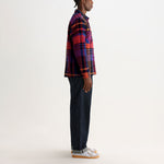 WAX LONDON Whiting Bold Check Overshirt in Purple/Red
