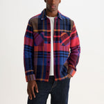 WAX LONDON Whiting Bold Check Overshirt in Purple/Red