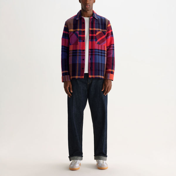 WAX LONDON Whiting Bold Check Overshirt in Purple/Red