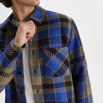 WAX LONDON Whiting Overshirt in Blue/Khaki