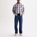 WAX LONDON Whiting Jazz Weave Overshirt in Ecru/Red