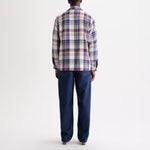 WAX LONDON Whiting Jazz Weave Overshirt in Ecru/Red