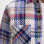 WAX LONDON Whiting Jazz Weave Overshirt in Ecru/Red
