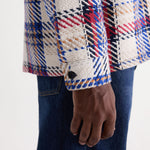 WAX LONDON Whiting Jazz Weave Overshirt in Ecru/Red