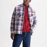 WAX LONDON Whiting Jazz Weave Overshirt in Ecru/Red